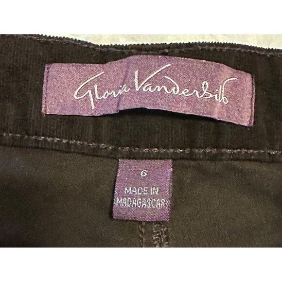 Gloria Vanderbilt Amanda Dark Brown Mid-Rise Velvet Pants Women's Size 6 - Picture 6 of 16